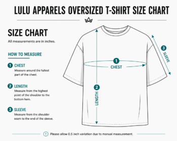 Lulu Apparels Over Sized T Shirt Size Chart Image