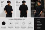 Black Over size plain t shirts online from lulu apparels
