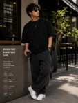 Black Over size plain t shirts online from lulu apparels